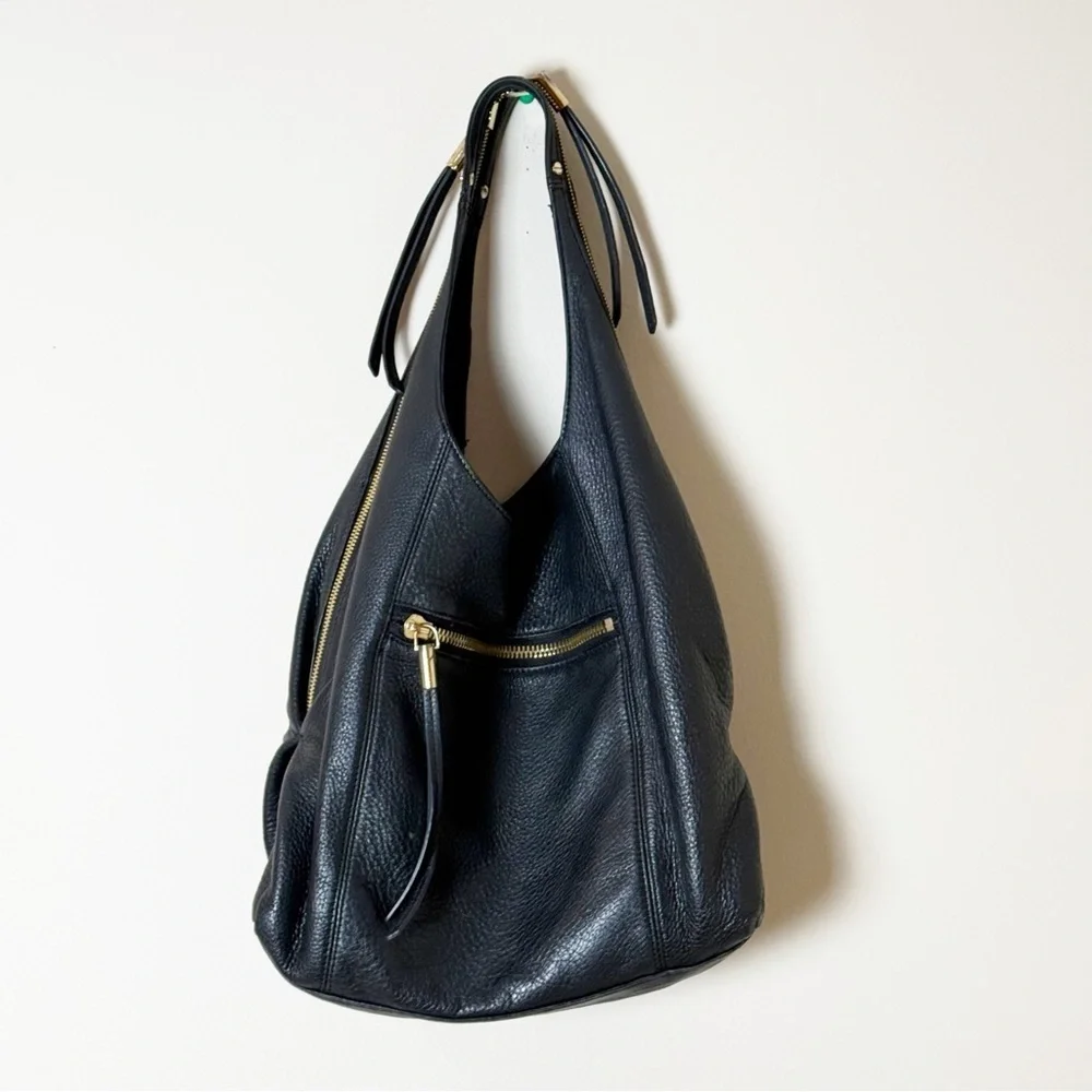 Vince Camuto Zoe Convertible Split Strap Pebble Leather Tassel Hobo Purse